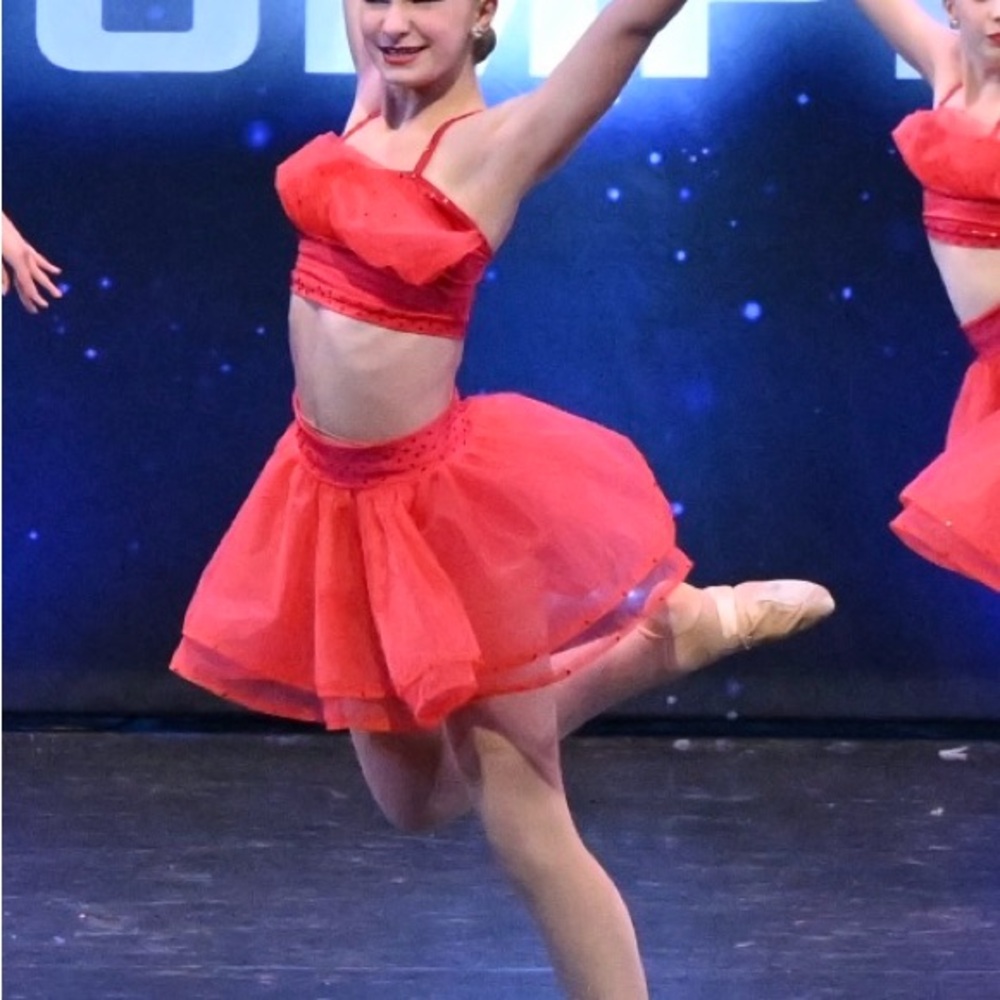 Red Dance Costume with Skirt